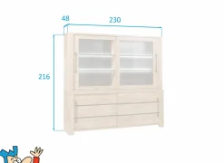 Vitrinekast Otto 230cm - decor - scarlet eik- Vitrinekasten|Vitrinekasten