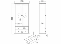 Vitrinekasten|Vitrinekasten|Vitrinekast Paris 96cm - decor - wit