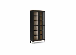 Vitrinekast Roomers 89cm - decor - zwart & walnoot- Vitrinekasten|Vitrinekasten