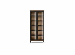 Vitrinekast Roomers 89cm - decor - zwart & walnoot- Vitrinekasten|Vitrinekasten