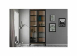 Vitrinekast Roomers 89cm - decor - zwart & walnoot- Vitrinekasten|Vitrinekasten