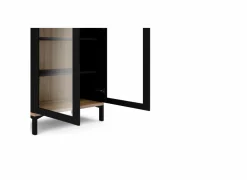 Vitrinekast Roomers 89cm - decor - zwart & walnoot- Vitrinekasten|Vitrinekasten