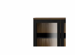 Vitrinekast Roomers 89cm - decor - zwart & walnoot- Vitrinekasten|Vitrinekasten