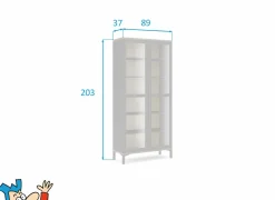 Vitrinekast Roomers 89cm - decor - zwart & walnoot- Vitrinekasten|Vitrinekasten