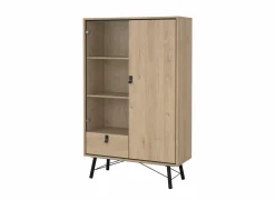 Vitrinekast Ry 102cm - decor - bruin & zwart- Vitrinekasten|Vitrinekasten