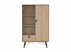 Vitrinekast Ry 102cm - decor - bruin & zwart- Vitrinekasten|Vitrinekasten