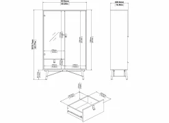 Vitrinekast Ry 102cm - decor - bruin & zwart- Vitrinekasten|Vitrinekasten