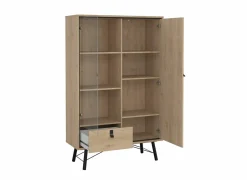 Vitrinekast Ry 102cm - decor - bruin & zwart- Vitrinekasten|Vitrinekasten