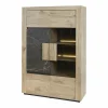 Vitrinekast Sacha 120cm - melamine - canyon oak & marble- Vitrinekasten|Vitrinekasten