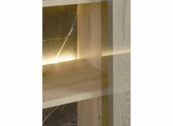 Vitrinekast Sacha 120cm - melamine - canyon oak & marble- Vitrinekasten|Vitrinekasten