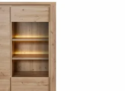 Vitrinekast Uri 128cm - decor - hudson oak- Vitrinekasten|Vitrinekasten