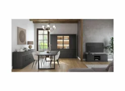 Vitrinekasten|Vitrinekasten|Vitrinekast Valencia 240cm - melamine - zwarte eik