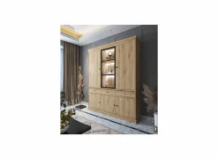 Vitrinekast Valencia 182cm - melamine - lichte eik- Vitrinekasten|Vitrinekasten