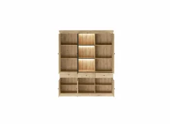 Vitrinekast Valencia 182cm - melamine - lichte eik- Vitrinekasten|Vitrinekasten