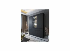 Vitrinekast Valencia 182cm - melamine - zwarte eik- Vitrinekasten|Vitrinekasten