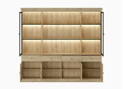 Vitrinekasten|Vitrinekasten|Vitrinekast Valencia 240cm - melamine - lichte eik