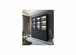 Vitrinekasten|Vitrinekasten|Vitrinekast Valencia 182cm - melamine - zwarte eik