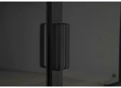 Vitrinekast Valeria 95cm - mango massief - naturel & zwart- Vitrinekasten|Vitrinekasten