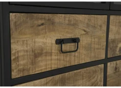 Vitrinekast Valeria 95cm - mango massief - naturel & zwart- Vitrinekasten|Vitrinekasten