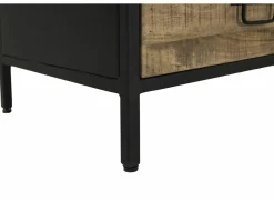 Vitrinekast Valeria 95cm - mango massief - naturel & zwart- Vitrinekasten|Vitrinekasten