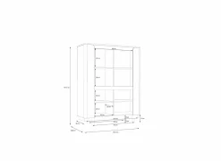 Vitrinekasten|Vitrinekasten|Vitrinekast Vodol 130cm - decor - zand & zwart