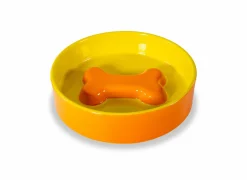 Voerbak Ø20cm - stoneware - geel & oranje- Voerbakken