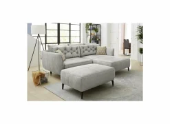 Voetenbank Saulo 114x81cm stof fluweel grijs- Poefs & Voetenbankjes