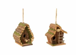 Vogelhuisje 17x12x17cm - dennenhout - bruin- Tuindecoratie