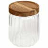 Voorraadpot Harmony 0,5L - glas - transparant & acacia- Bewaardozen