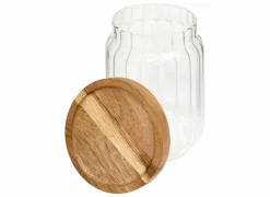 Voorraadpot Harmony 0,5L - glas - transparant & acacia- Bewaardozen