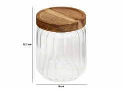 Voorraadpot Harmony 0,5L - glas - transparant & acacia- Bewaardozen