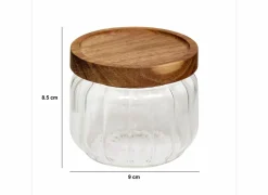 Voorraadpot Harmony 0,3L - glas - transparant & acacia- Bewaardozen