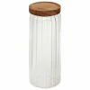 Voorraadpot Harmony 1,3L - glas - transparant & acacia- Bewaardozen