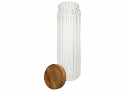 Voorraadpot Harmony 1,3L - glas - transparant & acacia- Bewaardozen