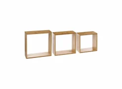 Wandcube 25x9x25cm - bamboe & FSC - naturel - set van 3- Rekken|Wandrekken