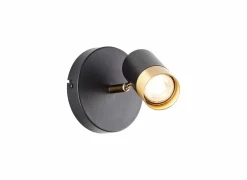 Brilliant Wandlamp|Wandlamp Vigolo 1x5W GU10 Ø12,5cm - metaal - zwart/goud