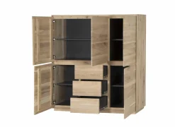 Wandmeubel Caviar 165cm - eik massief & decor - naturel- Barkasten|Wandmeubels