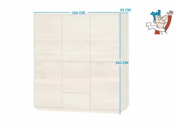 Wandmeubel Caviar 165cm - eik massief & decor - naturel- Barkasten|Wandmeubels