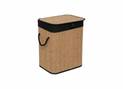 Wasmand 41,5x30x50cm - bamboe - zwart/bruin- Wasmanden