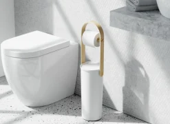 Umbra Wc-Rolhouders|Wc-rolhouder Bellewood 18x68cm - kunststof & hout - wit & naturel