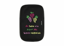 Wijnkoeler Du bon vin pour les copains 15,5x20cm - nylon - zwart- Wijnaccessoires
