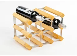 Wijnrek 32x23x23cm - metaal & hout massief - lichte eik- Wijnrekken|Wijnrekken