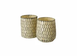 Windlicht Blisto H11cm - glas - beige- Kaars & Houder