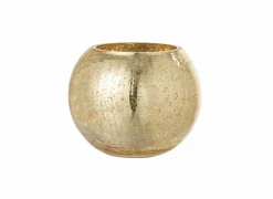 Kaars & Houder|Windlicht Bol craquele effect H16cm - glas - goud