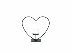 Windlicht Elisa H17cm - metaal & glas - zwart- Kaars & Houder