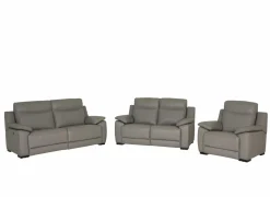 Zetel Curry  2,5+2+1-zit - leder - asgrijs met relax- Zetels