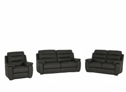 Zetel Folk 2,5+2+1-zit - leder - antraciet met relax- Zetels