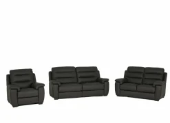 Zetel Folk 2,5+2+1-zit - leder - antraciet- Zetels