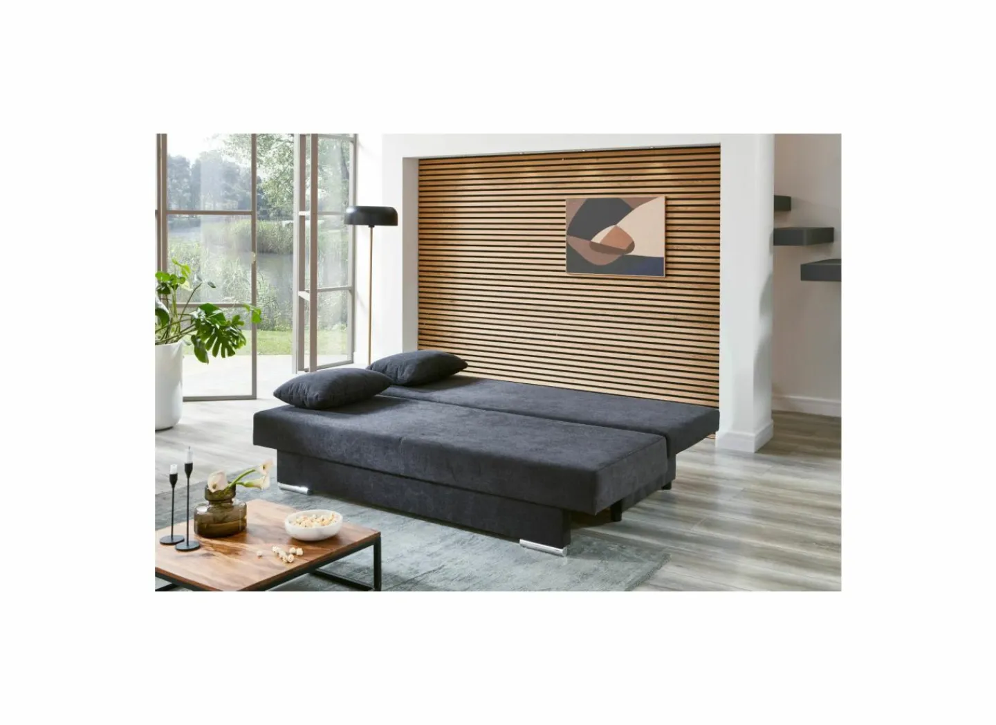 Zetelbed Grenoble 2 persoons stof antraciet- Zetelbedden