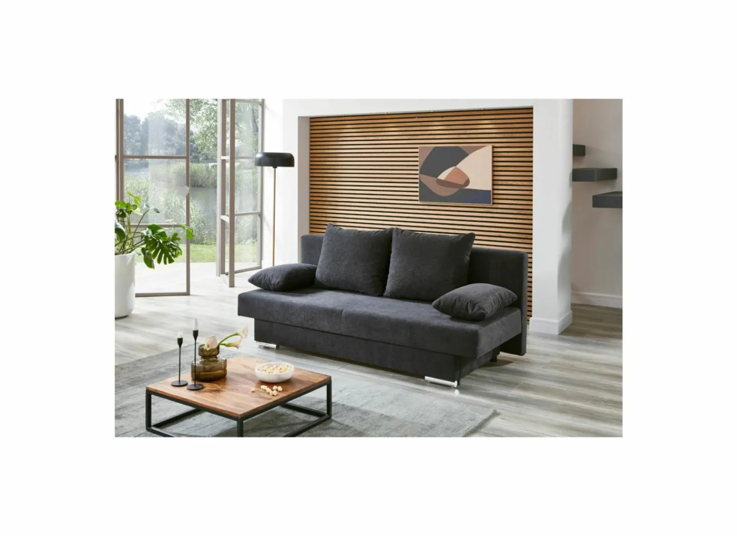 Zetelbed Grenoble 2 persoons stof antraciet- Zetelbedden